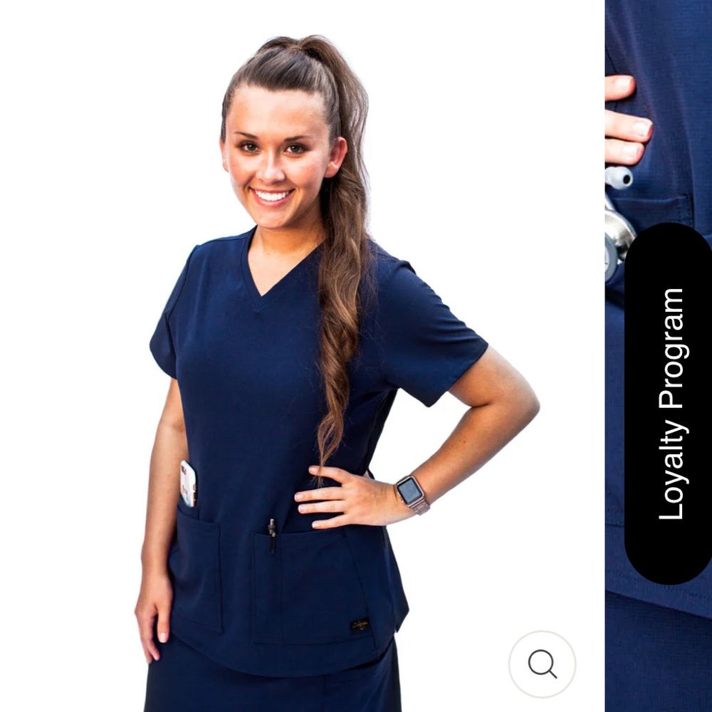 2 C.Saucy Original Scrub Top Navy